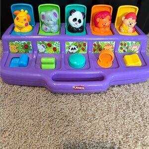 Playskool Vintage 1995 Poppin' Pals Pop Up Jungle Animals Activity Toy Purple